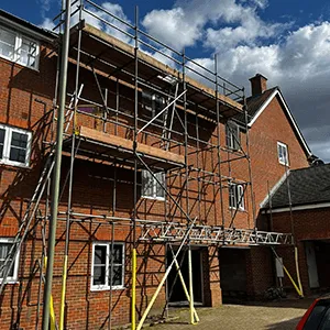 multi story scaffolding on large building