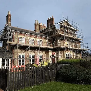 scaffolding over pub